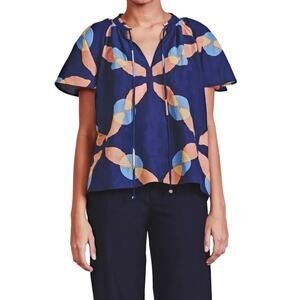 Apiece Apart Vera Petal Sleeve Top in Shibori Geo Floral Size XS career